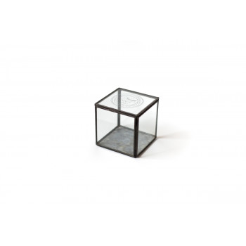 Скринька скляна куб сіра з надписом