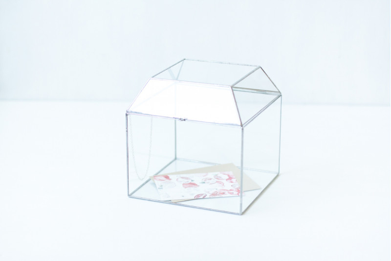 Скринька для конвертів скляна срібло