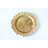 Тарілка підставна корал золото скло