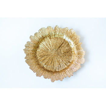 Тарілка підставна корал золото скло