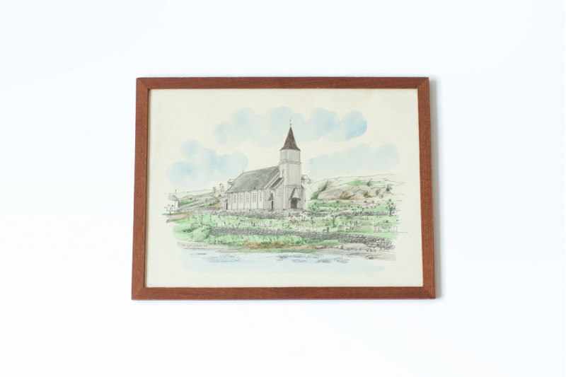 Картина "Церква" у дерев'яній рамі