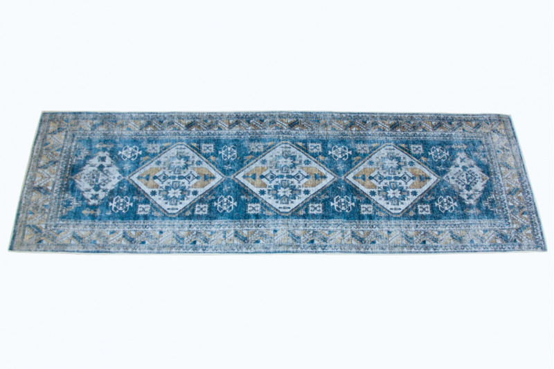 Килим доріжка синя з орнаментом 2,5х0,80м №1